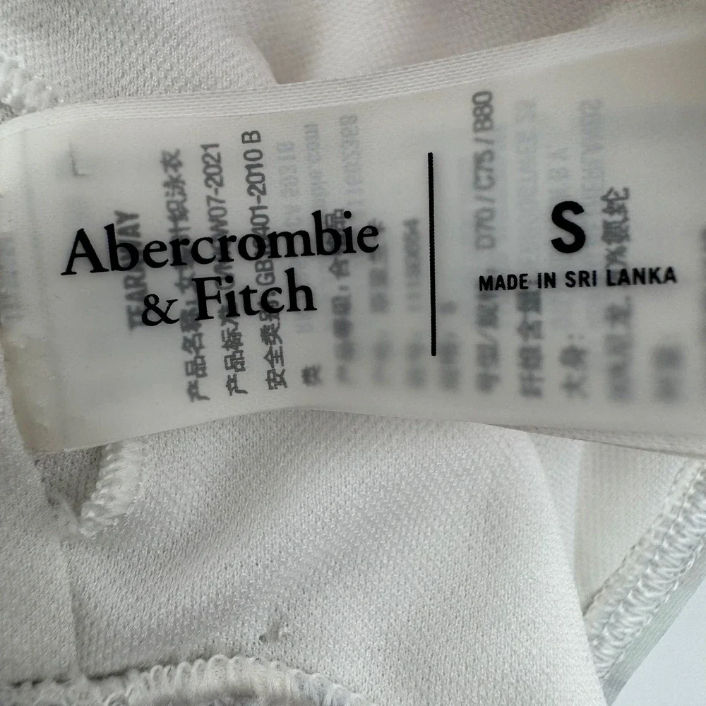 Abercrombie & Fitch White Blue Marble Swirl Scoop Neck Bikini Top Small